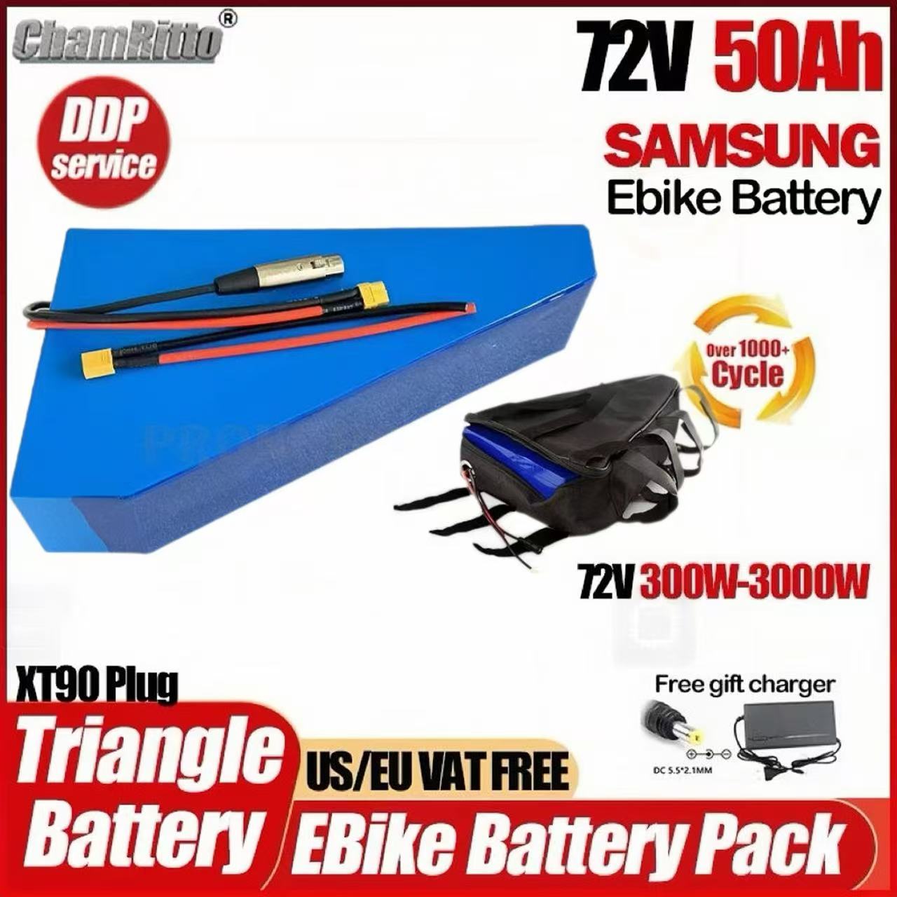 Batería triangular de litio pa - Electric Bicycle Battery 72V 30Ah reseña y precio